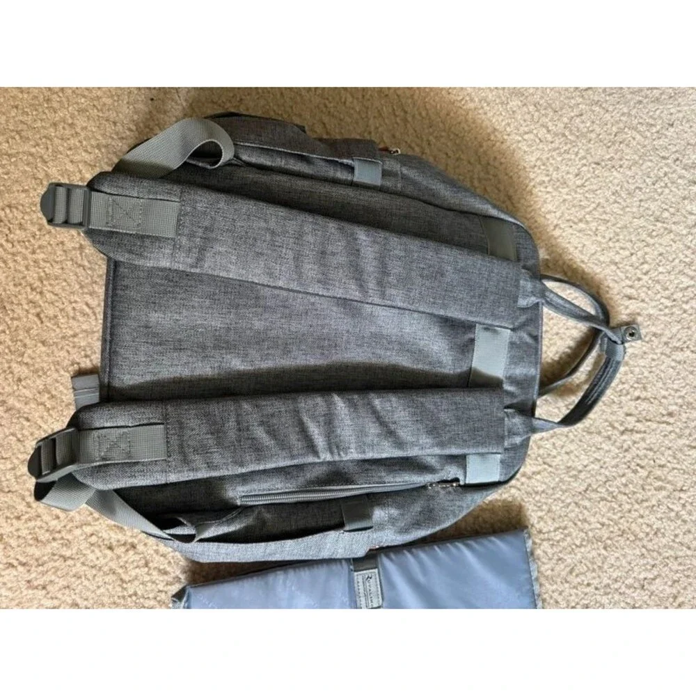 Ruvalino Diaper Bag Backpack Unisex Large Gray Excellent Insulated Pockets & Pad